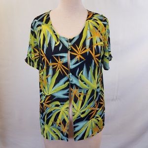Borcellini Button Up Bold Bright Tropical Print